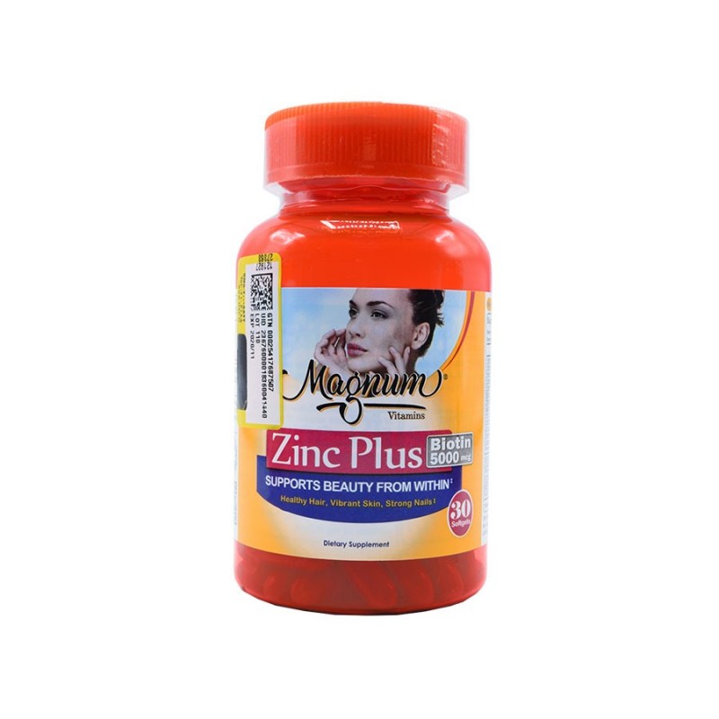 سافت ژل زینک پلاس بیوتین 5000 مگنوم ویتامینز --Magnum Vitamins Zinc Plus