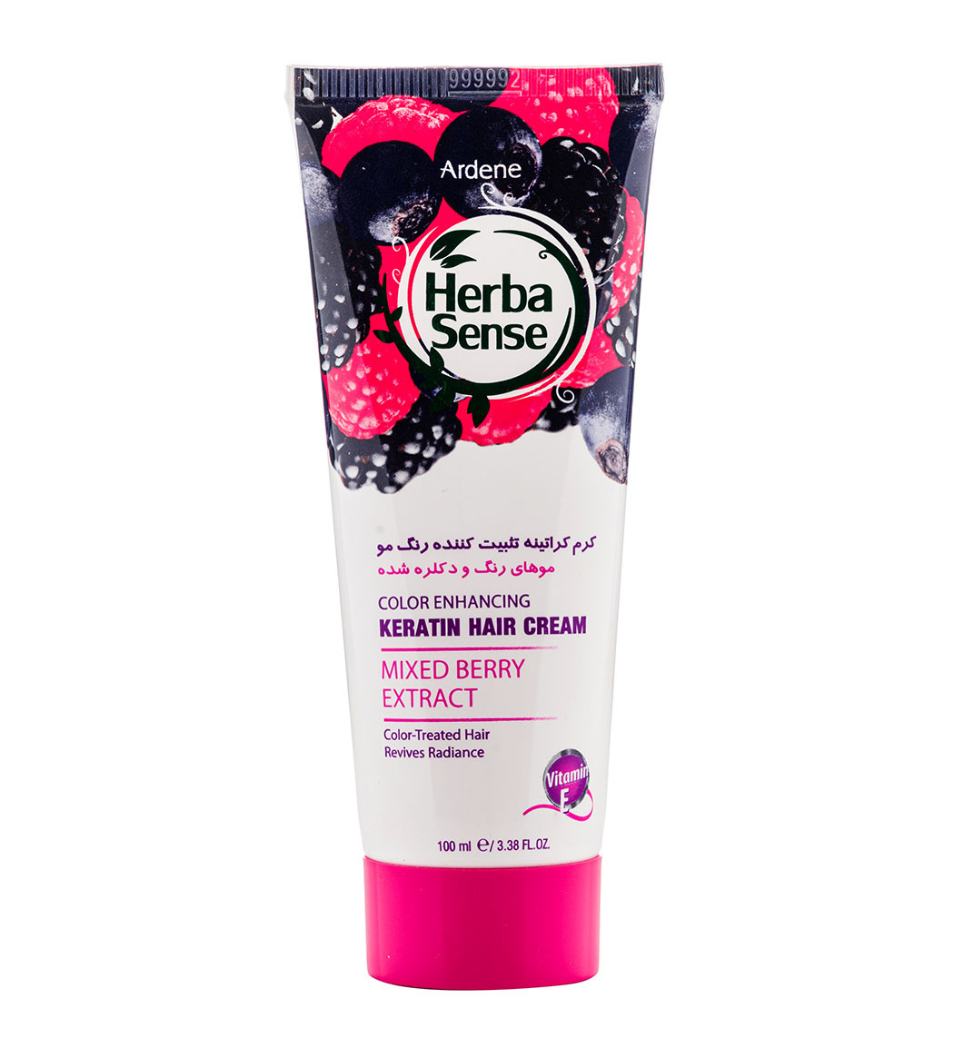 کرم کراتینه تثبیت کننده رنگ مو  هرباسنس حاوی عصاره توت های وحشی مناسب موهای رنگ و دکلره شده 100میل