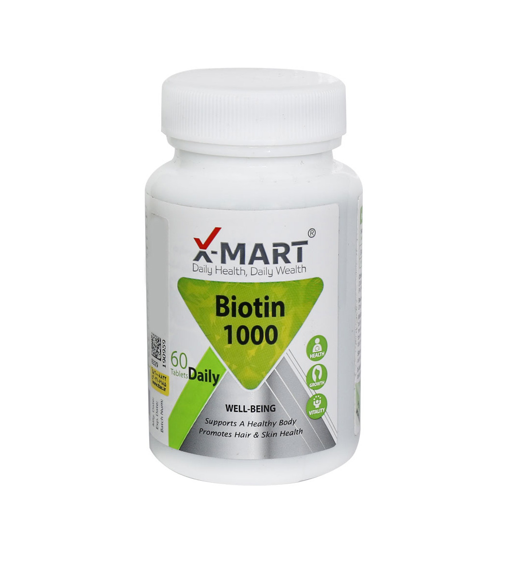 قرص Biotin 1000 بسته 60 عددی X Mart Biotin 1000 mcg 60 Tablets