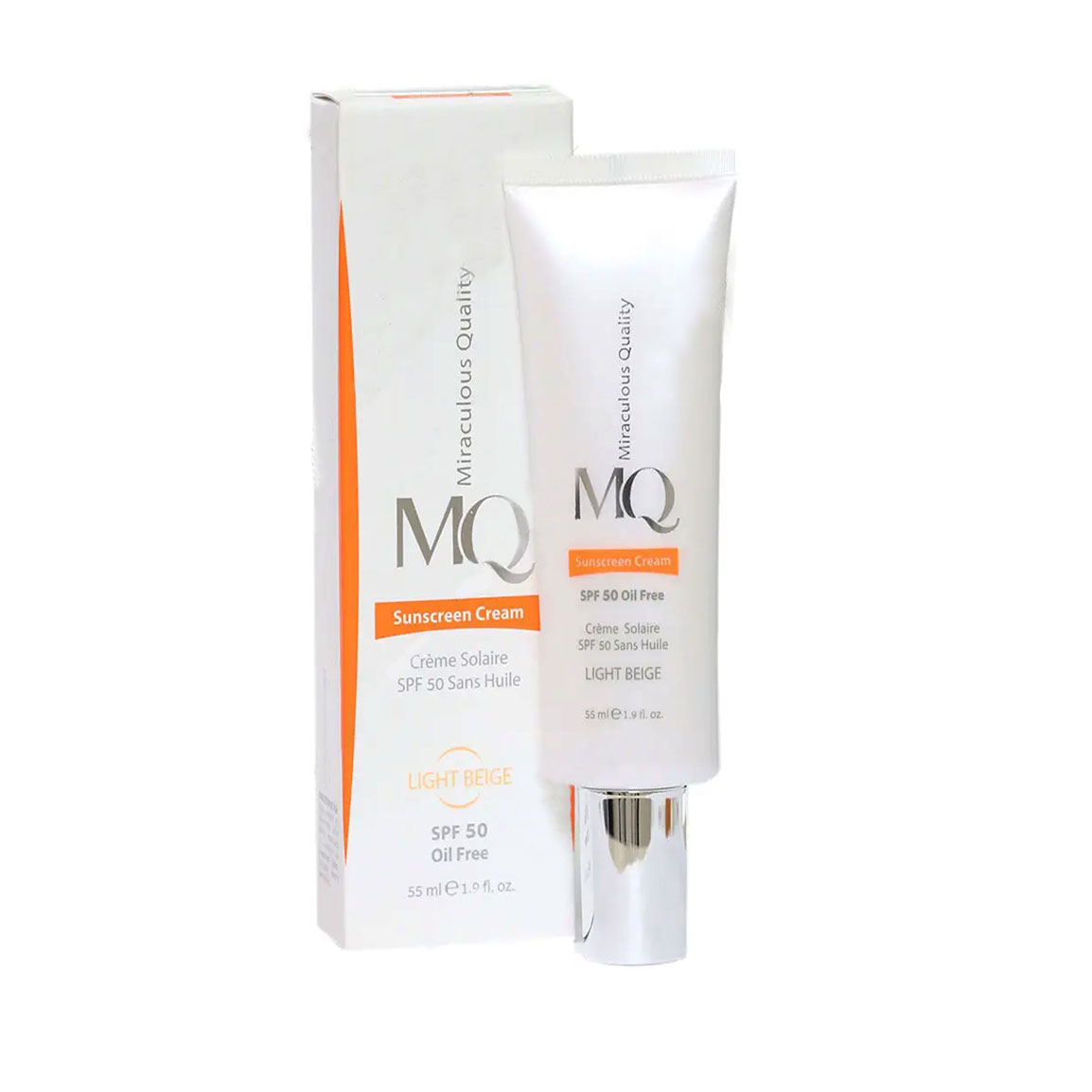 کرم ضد آفتاب رنگی با SPF50 مناسب پوست چرب و مستعد جوش و آکنه حجم 55 میلی لیتر MQ Oil Free Spf50 Sunscreen