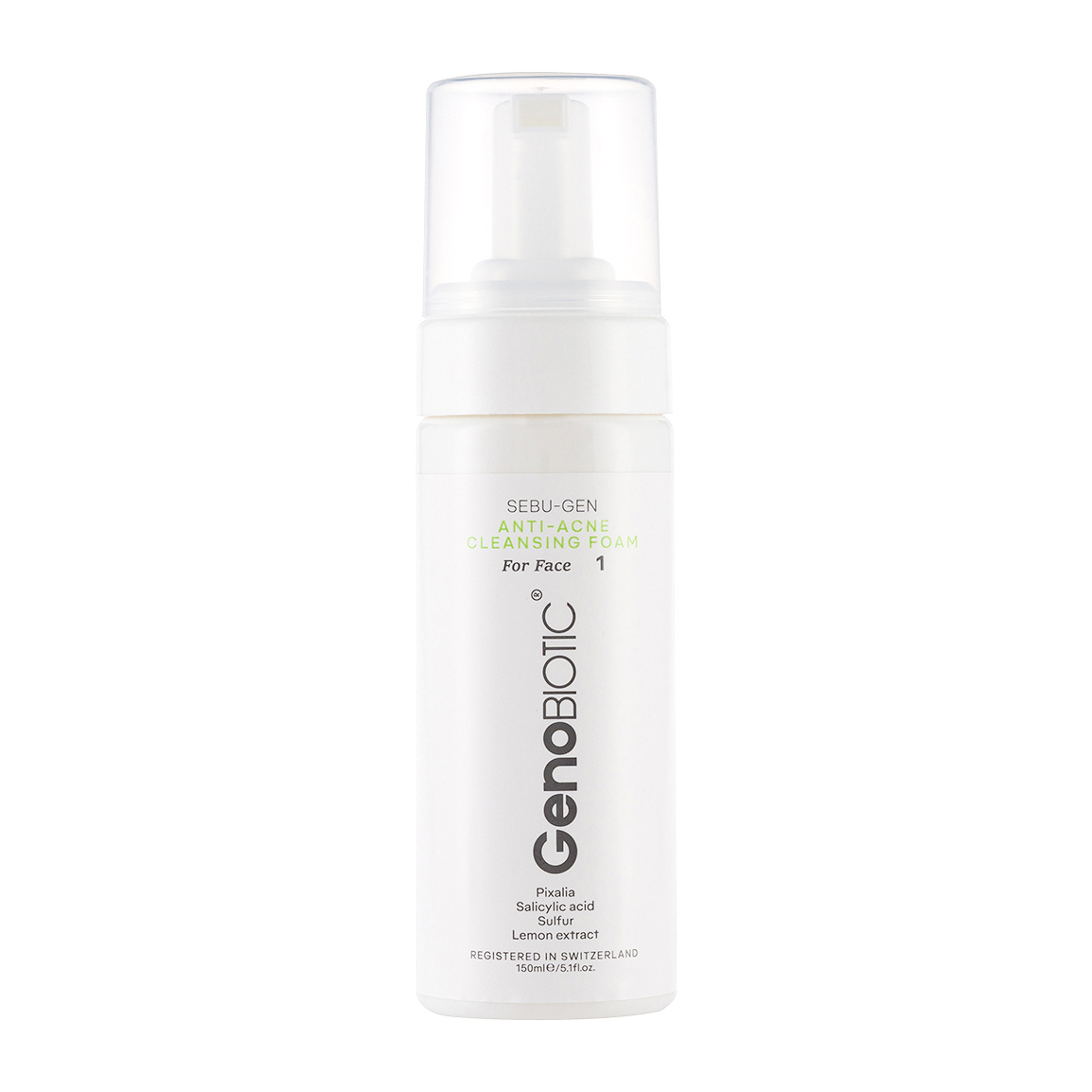 فوم شستشو صورت مدل ضد آکنه حجم 150 میلی لیتر Genobiotic Anti Acne Cleansing Face Foam