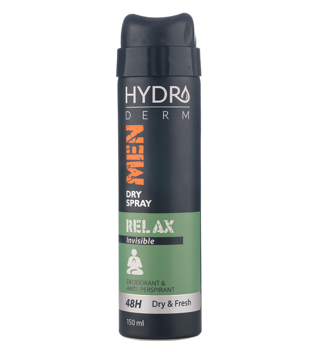 اسپری دئودورانت مردانه Men Relax Invisible حجم 150میل Hydroderm Men Relax Invisible Deodorant Dry Spray 150ml