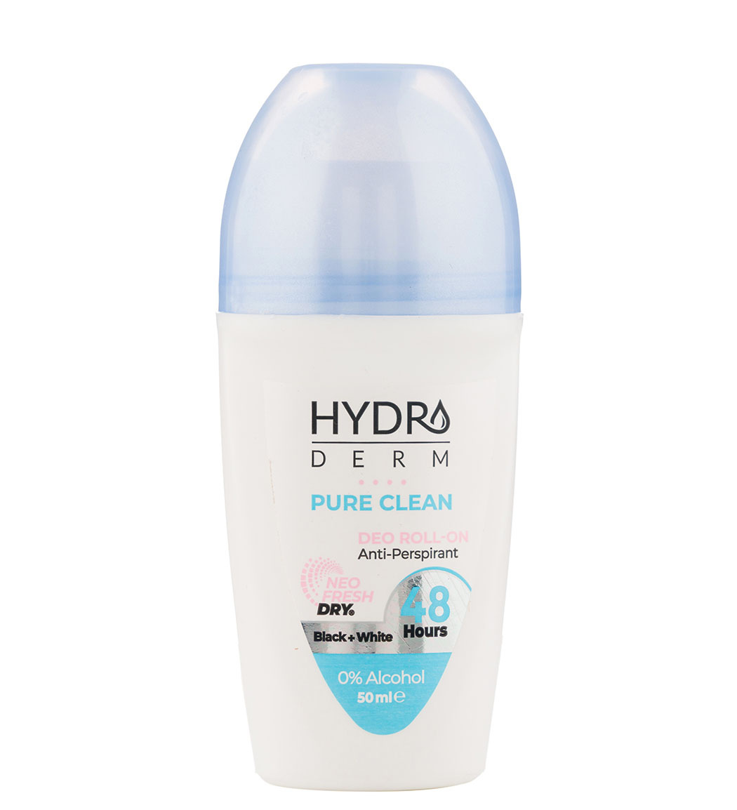 رولان ضد تعریق بانوان مناسب لباس های سفید و مشکی مدل Pure Clean حجم 50 میلی لیتر Hydroderm Pure Clean Deo Roll On 50ml
