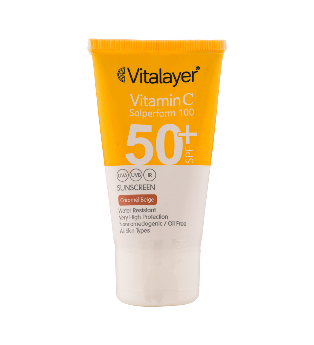 ضد آفتاب رنگی SPF50 حاوی ویتامین سی حجم 40میل Vitalayer Vitamin C Spf50 Tinted Sun Screen Cream
